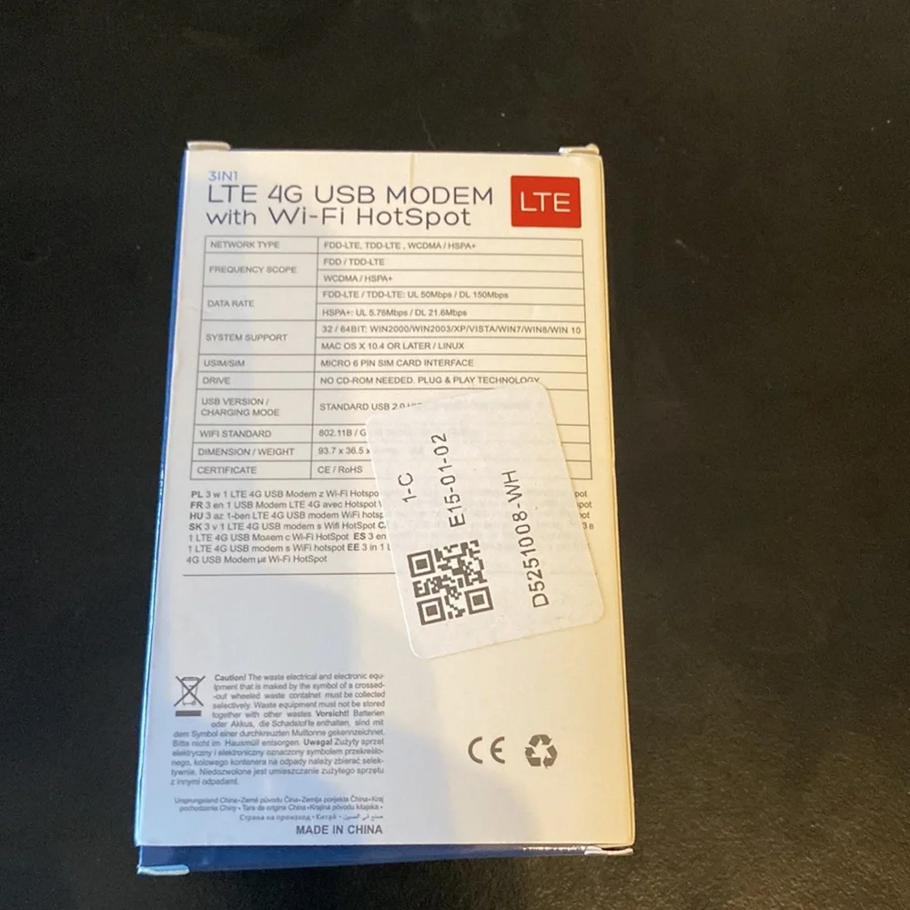 3 in 1 ( 4G) modem with WI-FI Hot Spot